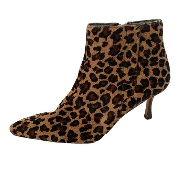 Circa Joan & David Leopard Print Hair Calf Kitten Heel Ankle Boots Size 6M - Picture 1 of 12